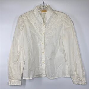 Eber San Fransisco White Vintage Long Sleeve Blouse Size Medium